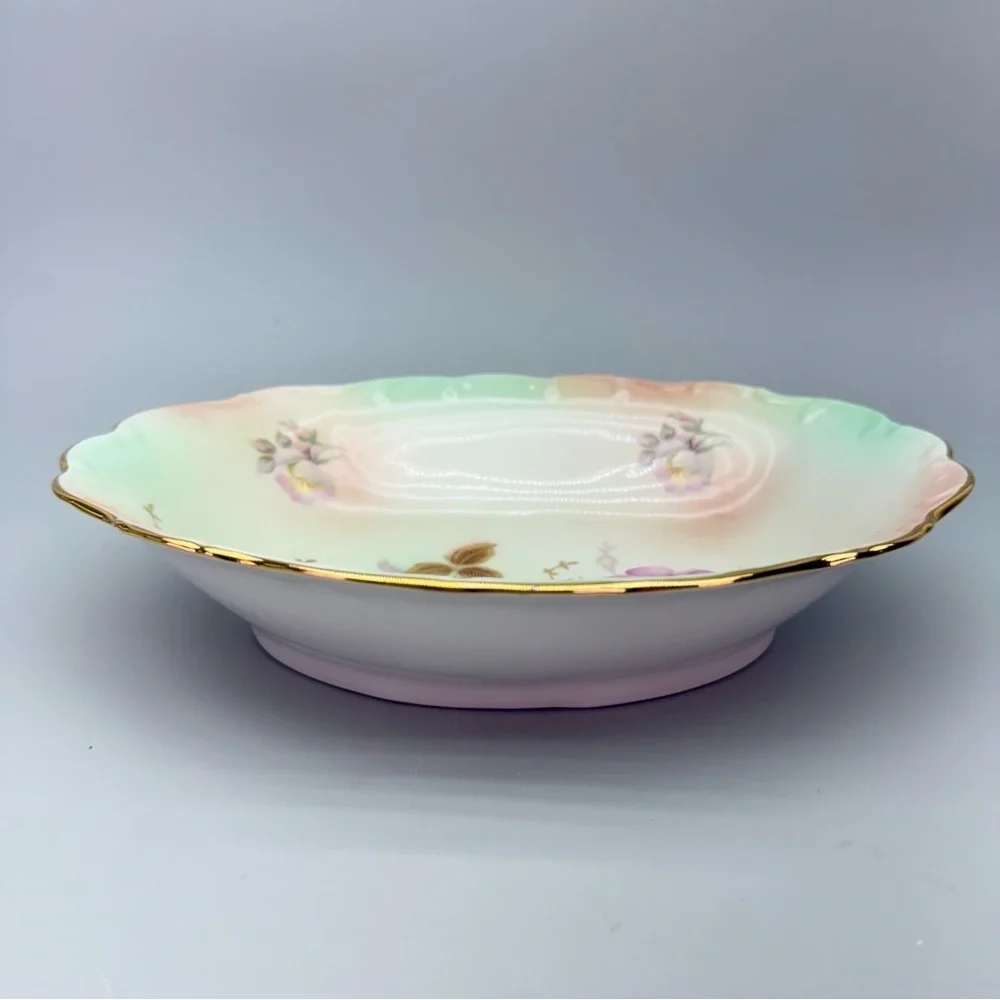 Vintage Schumann Arzberg Germany  Wild Rose Gilded Porcelain Serving Bowl